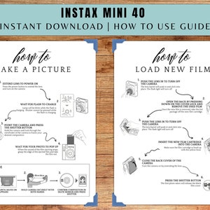 Instax Mini 40 Photo Guestbook Sign, Instax Mini 40, Camera Instructions, Wedding Photo Sign, How To Load New Film, INSTANT DOWNLOAD