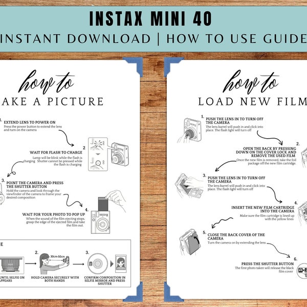Instax Mini 40 Photo Guestbook Sign, Instax Mini 40, Camera Instructions, Wedding Photo Sign, How To Load New Film, INSTANT DOWNLOAD