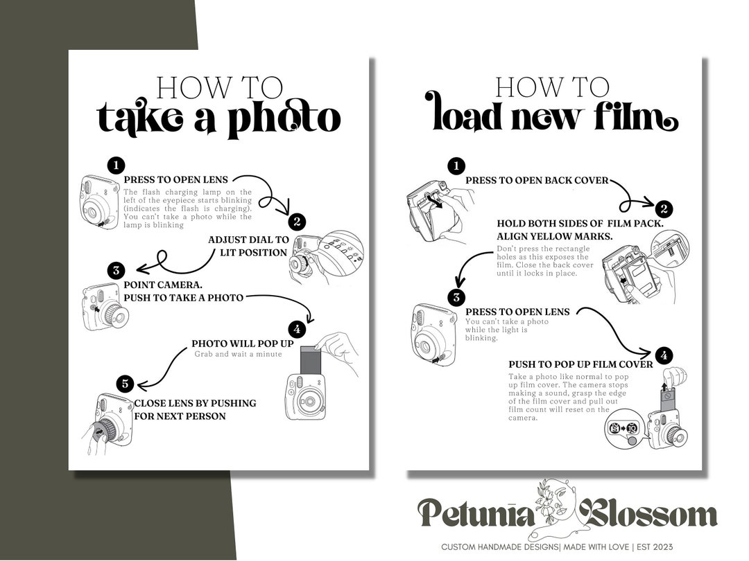 Instax Mini 9 Photo Guestbook Sign, Camera Instructions, Wedding Photo
