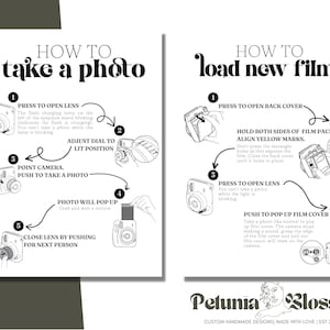 Instax Mini 9 Photo Guestbook Sign, Camera Instructions, Wedding Photo Sign, How To Load New Film, INSTANT DOWNLOAD