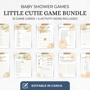 Little Cutie Baby Shower, Baby Shower games, Boho Baby Shower games bundle, editable baby shower games, Gender neutral baby shower games