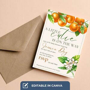 A Little Cutie Baby Shower, Editable Baby Shower Invitation, Gender Neutral Baby Shower Invite