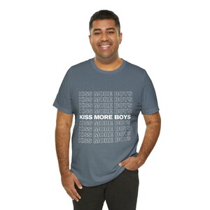 Kiss More Boys Pride Unisex Jersey Short Sleeve Tee, lgbt, gay, lesbian, bisexual, nonbinary, pronouns, equality, pride month, trending