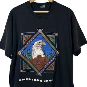 vintage 1990s american eagle tshirt, size Extra Large, XL, made in the usa, single stitch, fruit of the loom, t-shirt, tee, graphic, 90s