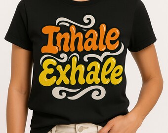 Inhale Exhale PNG – Retro Mental Health Clipart for Shirts, Stickers & Journals