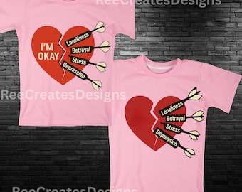 Heart Dart PNG Bundle – Mental Health Awareness & I'M Okay Design (2 Pack)