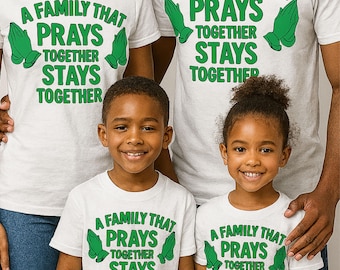 A Family That Prays Together PNG Bundle – Faith Family Quote – Christian Sublimation Pack of 5