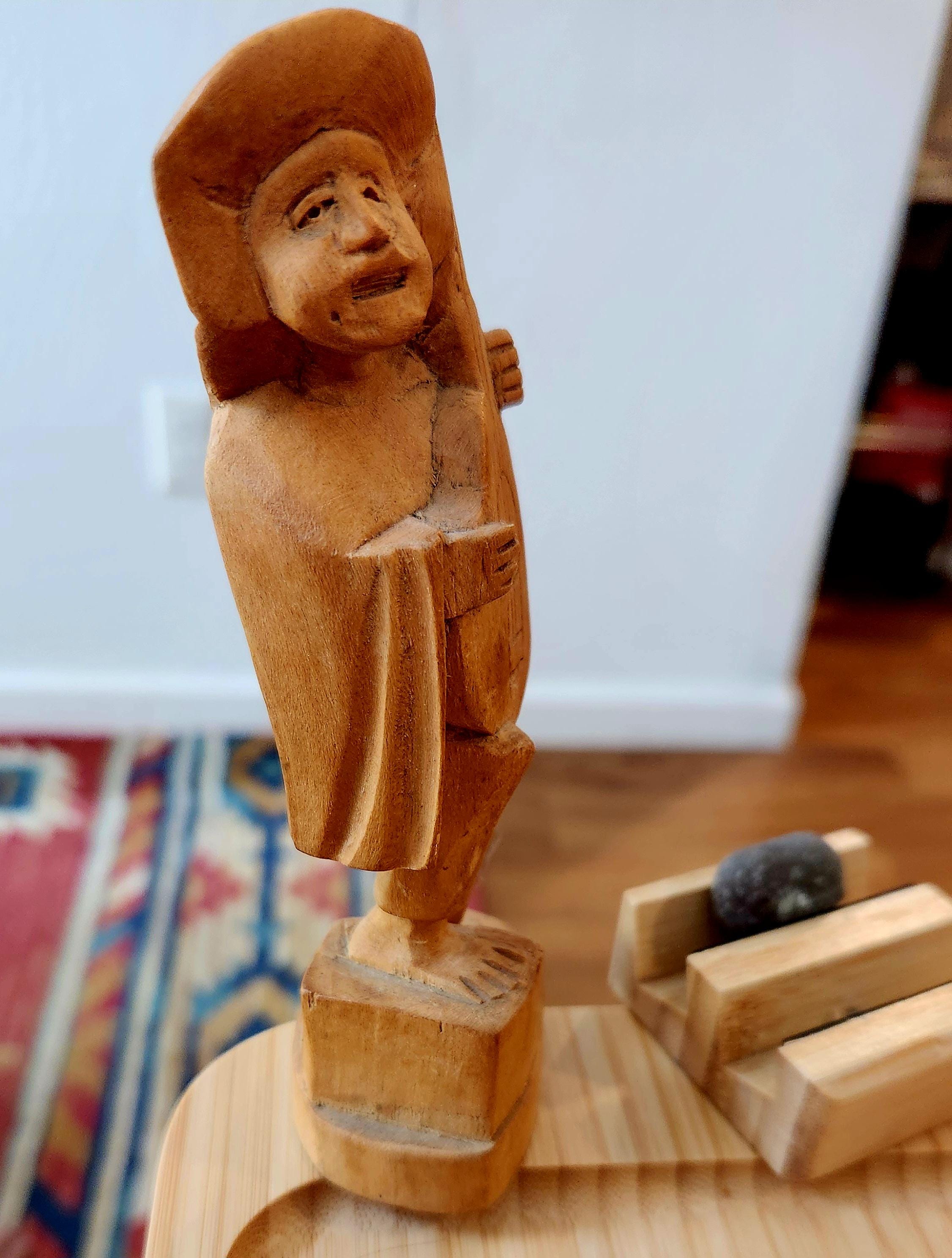 Folk Art - Wooden Hand Sculpted Mexican Figures- A Warm