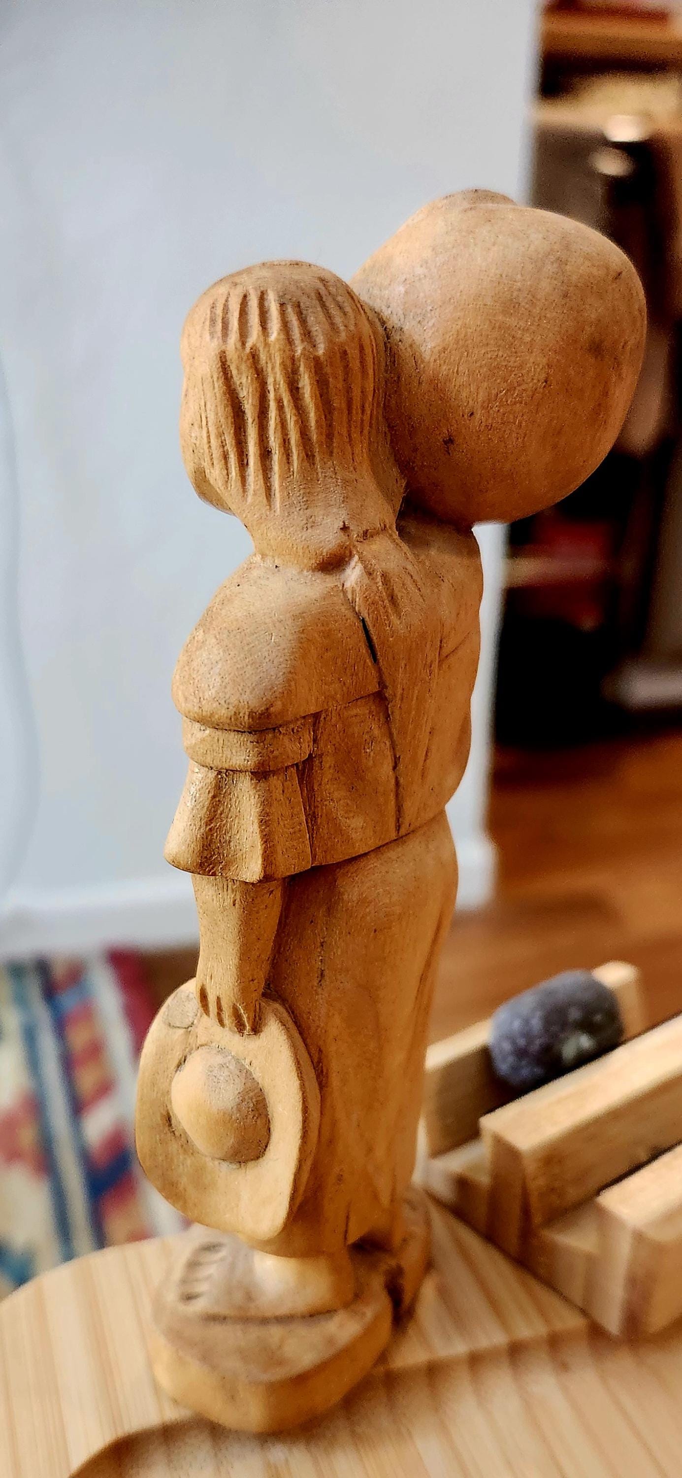 Folk Art - Wooden Hand Sculpted Mexican Figures- A Warm