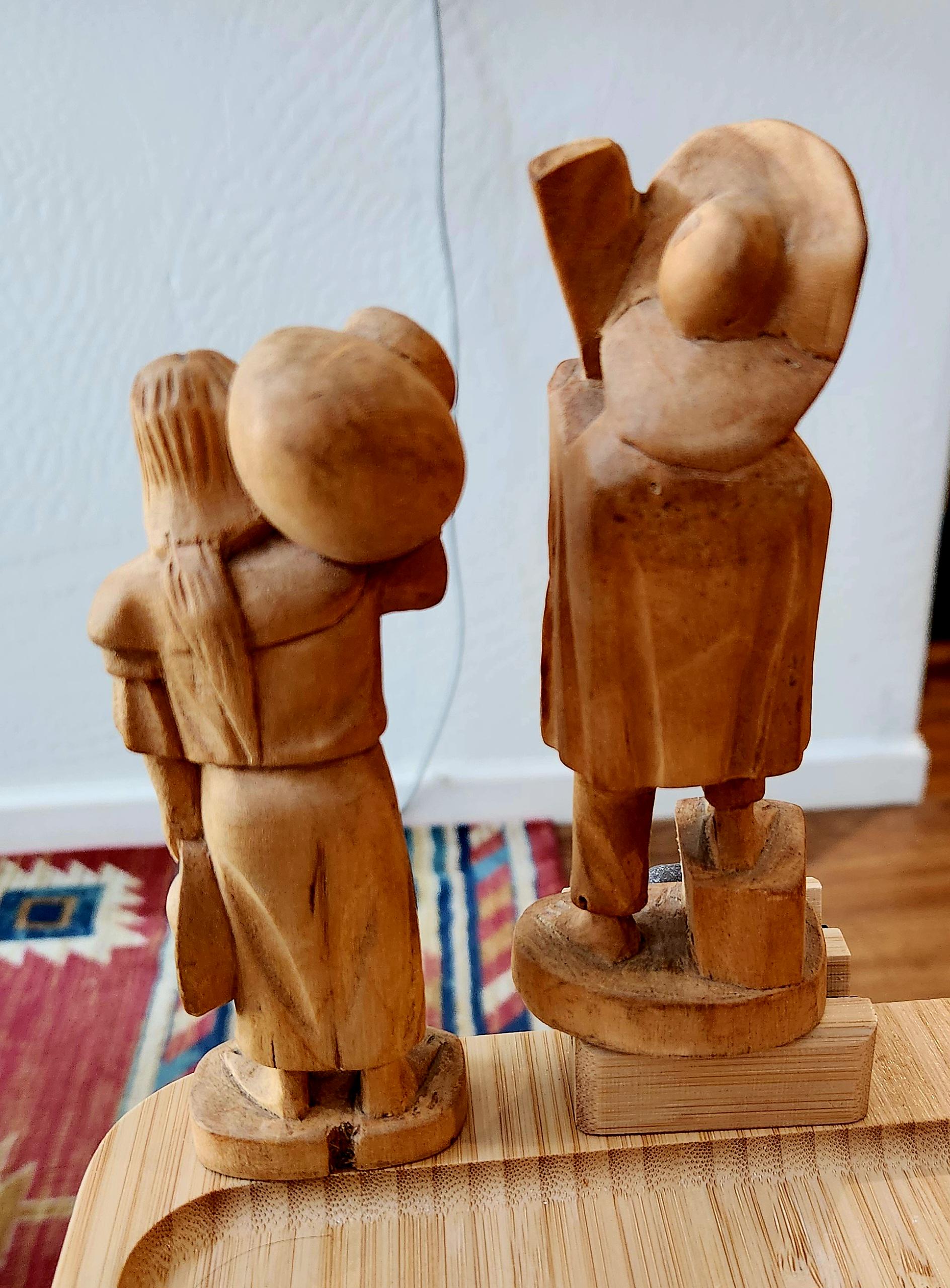2 MEXICAN GUERRERO FOLK ART VINTAGE CARVED WOOD ANGEL PUTTI