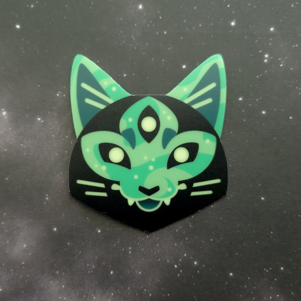READ DESCRIPTION - Space Cat Glow in the Dark Sticker