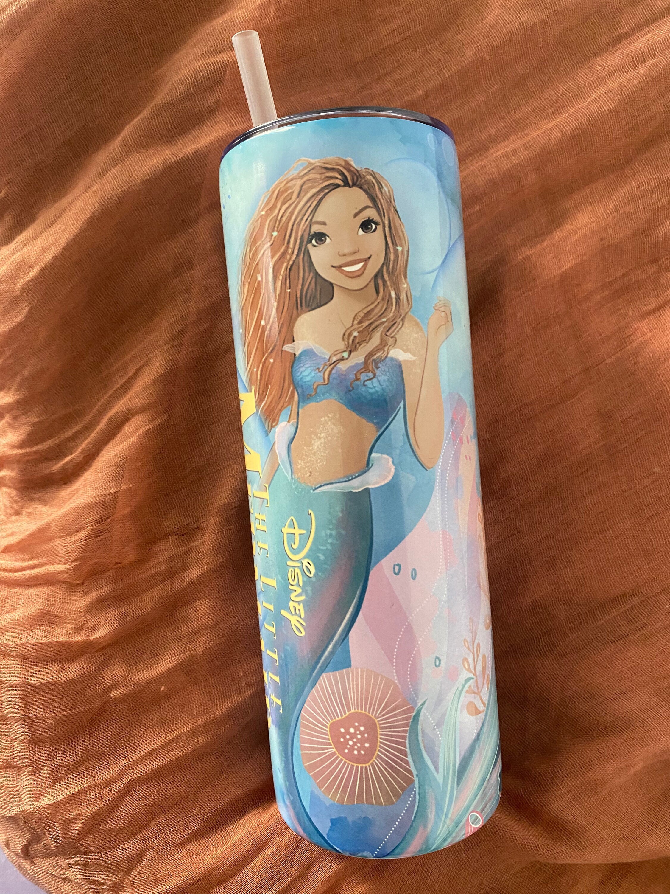 live action little mermaid tumbler cup| halle bailey