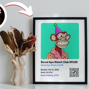 Custom NFT Print, Display Your NFT With QRCode Link, Personalized Wall Art, Digital Download, NFT Art