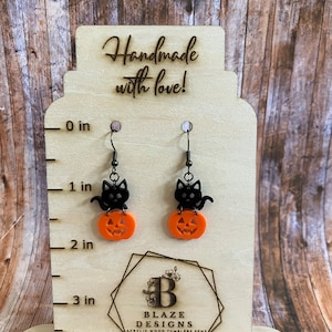 Brincos Gato Preto e Jack-O-Lantern