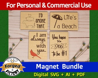 I'd Smoke That / Life's a Beach / I Am Always with You / You Have to be Odd to be #1 | SVG AI PDF Bundle | Digital Download | Glowforge