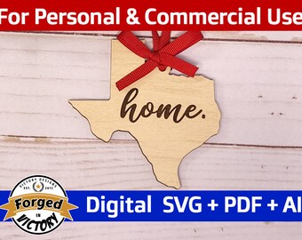 Texas is Home Ornament File | Digital Download | Kitchen Funny Sayings Gift Magnet Laser Cut File Glowforge SVG PDF AI