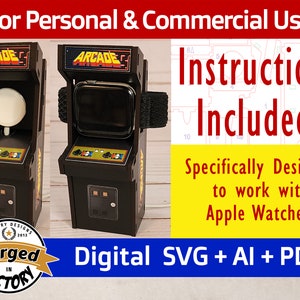 Apple Watch Charger Arcade Machine File | Digitaler Download | Retro Cabinet Laser Cut File Glowforge SVG PDF AI