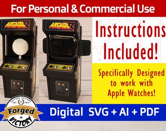 Apple Watch Charger Arcade Machine File | Digital Download | Retro Cabinet Laser Cut File Glowforge SVG PDF AI