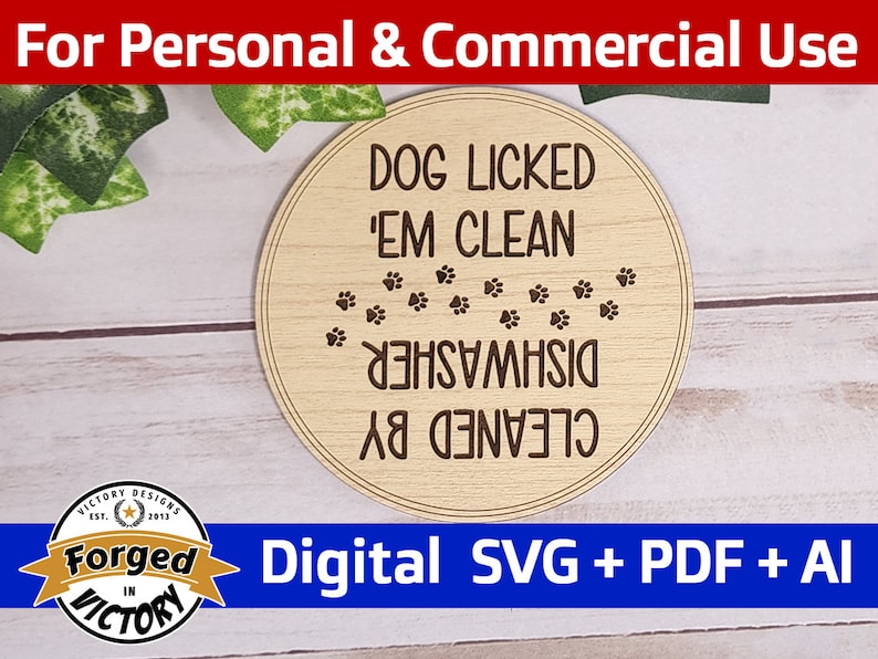 Dog Licked 'em Clean Dishwasher File Digital Etsy