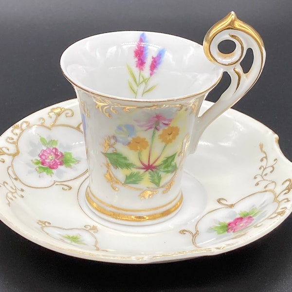 UCAGCO Vintage Floral Demitasse Petite Porcelain Tea Cup with Saucer
