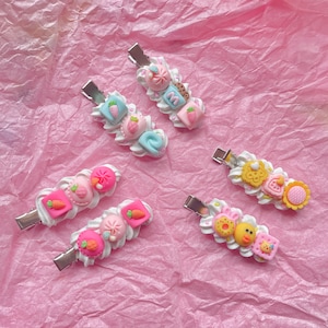 Two Set Cute Kawaii Cartoon Dessert Decoden Cream Hairclips***1in x 3in ***only for the left side of hair