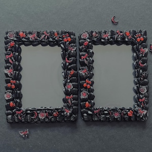 Single Black Red Decoden Cream Elegant Dark Photocard Protector Sleeve Toploader Kpop*** 3in by 4in
