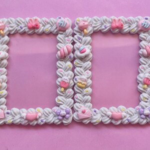 Single White Pink Decoden Cream Cartoon Cute Kawaii Photocard Protector Sleeve Toploader Kpop*** 3in by 4in
