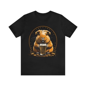 Cavia met bier t-shirt | Dierenvriend cadeau | Unisex jersey T-shirt met korte mouwen