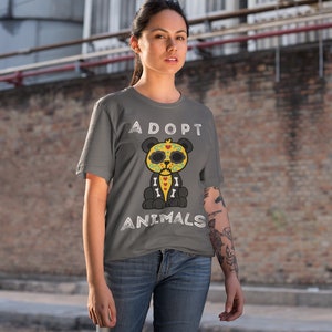 Adopt Animals T-Shirt | Day of Dead Halloween Panda Shirt | Animal Lover Gift | Unisex Jersey Short Sleeve Tee