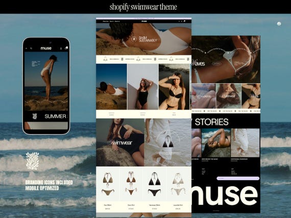 Fashion Shopify Store Template for Swimwear Brands, Clothing Line Beach Theme Ecommerce Brands