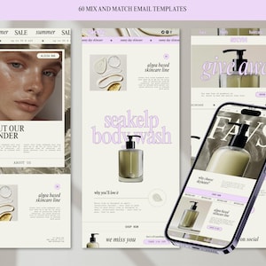 Skincare Email Template | Skincare Newsletter | Email Marketing Template Bundle for Skincare and Beauty brands | Ecommerce Email | Klaviyo