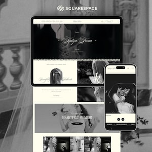 Sito web portfolio Squarespace per fotografi / Design elegante per fotografia di matrimonio / Sito web personalizzabile