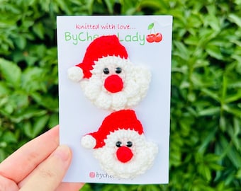 Crochet Santa Claus Hair Clip for Toddlers, Babies & Girls - Handmade Christmas Gift, Perfect for Holiday Outfits, Cute and Durable