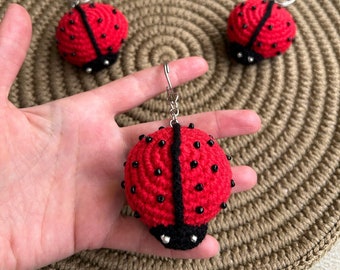 Adorable Crochet Ladybug Keychain-Amigurumi Ladybird Charm, Handmade Cute Insect Key Decor, Perfect Gift for Nature Lovers & Accessory Fans