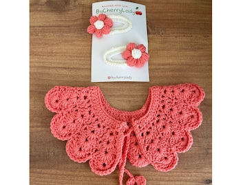 Adorable Crochet Collar and Hair Clip Set for Babies and Girls - Perfect Handmade Accessories for Special Occasions and Everyday Wear