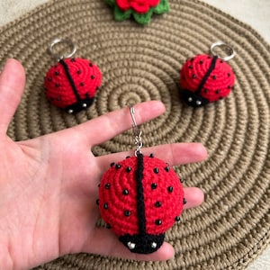 Adorable porte-clés coccinelle au crochet - breloque coccinelle Amigurumi, décoration de clé insecte mignon fait main, cadeau parfait pour les amoureux de la nature et les fans d'accessoires