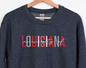 University of Louisiana Sweatshirt, Louisiana Sweatshirt, Louisiana College, Louisiana Student Crew Neck Sweatshirt