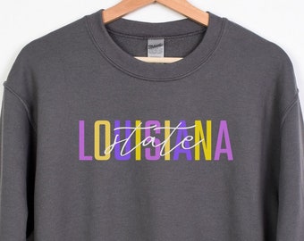Louisiana State Sweatshirt, Louisiana Sweatshirt, Louisiana College, Louisiana Student Crew Neck Sweatshirt
