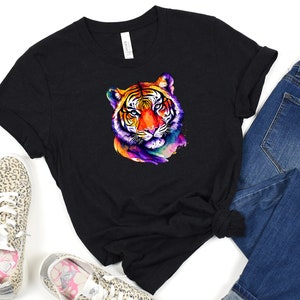 Colorful Tiger T-shirt, Fun Louisiana T-shirts, Football Music Tees, Louisiana State T-shirt