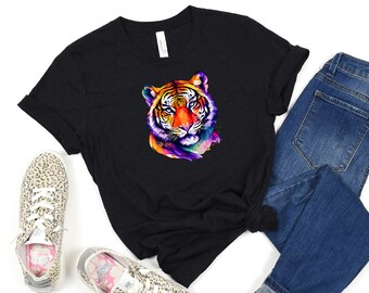 Colorful Tiger T-shirt, Fun Louisiana T-shirts, Football Music Tees, Louisiana State T-shirt