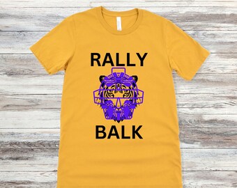 Rally Balk, Tiger Baseball, Purple and Gold Louisiana T-shirt, Fun Louisiana T-shirts, State Tshirts