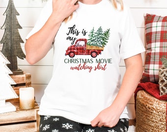 Christmas Movie Watching T-Shirt, Fun Holiday T-shirts, Cozy T-shirts
