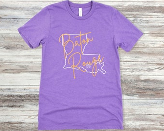 Baton Rouge T-shirt, Fun Louisiana T-shirts, College Town Tshirt, Louisiana State University, Tigers