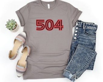 504 Red and Black Louisiana T-shirt, Fun Louisiana T-shirts, State Tshirts