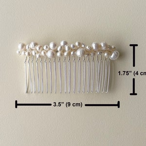 Freshwater pearl hair piece, bridal hair comb, silver wedding headpiece, hair accessory for bride image 3