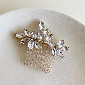 Gold bridal hair comb, crystal wedding hair piece, small headpiece, sparkly hair accessory, hair comb for bride - NADIA
