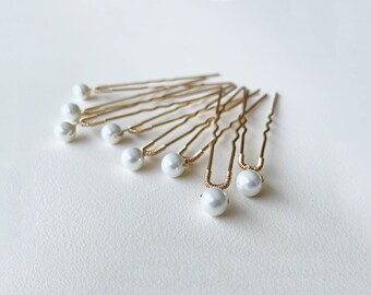 Set of 8 pearl hair pins, Pearl wedding hair piece set, gold bridal hair pins, wedding hair accessories