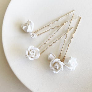 Rose wedding hair pin set, Floral bridal hair piece, Gold Hair pins, Flower hair pins, Hair accessory for bride