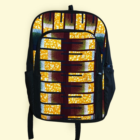 Colorful African Print Backpack: Modern Ankara Fabric  display picture 3