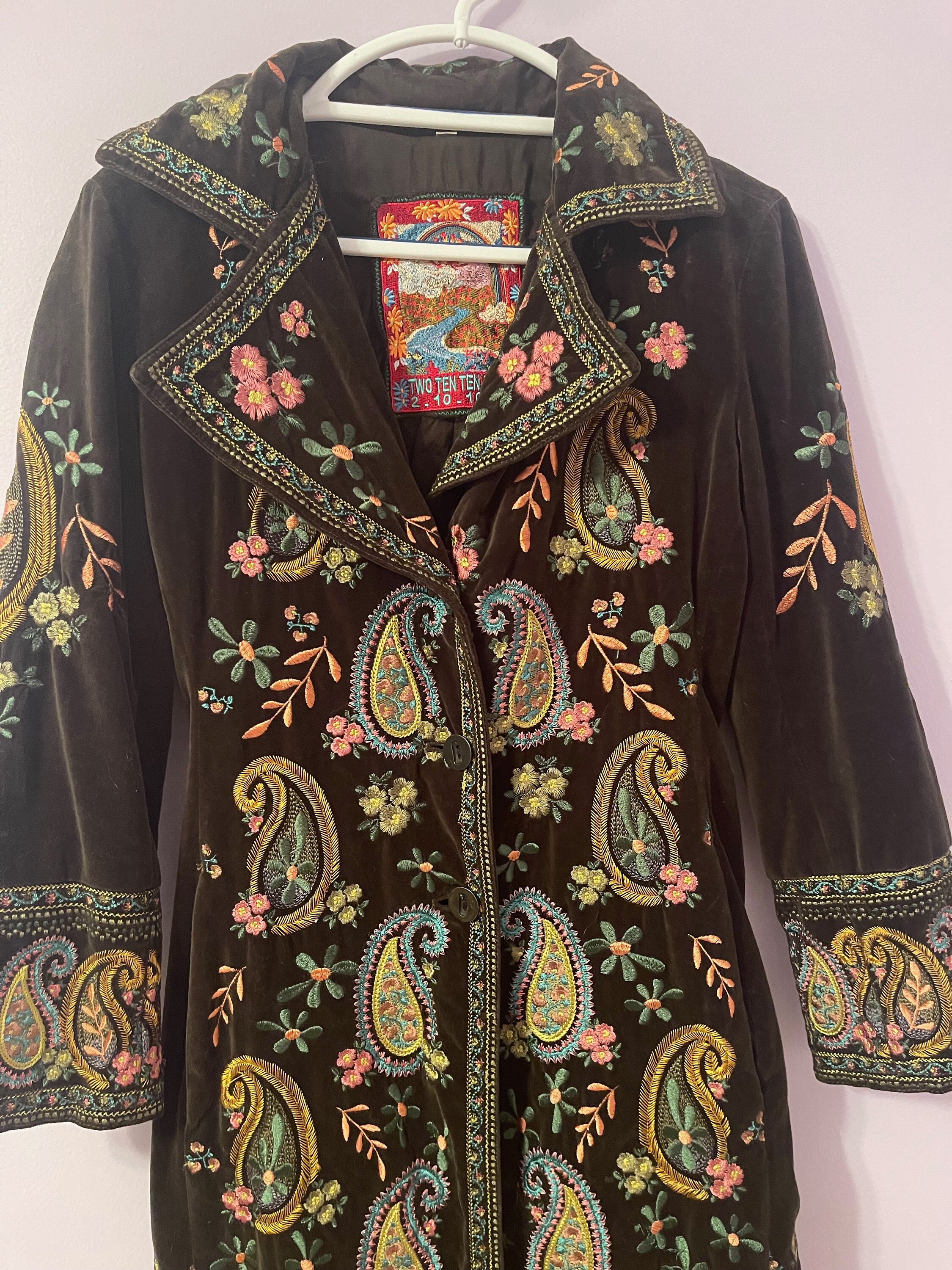 Johnny Was Two Ten Ten Five Embroidered Velvet Duster Floral Etsy